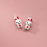 999 Pure Silver Rabbit Necklace Charm Red Ears Bunny Pendant DIY Jewelry