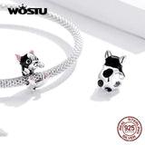 925 Silver Zirconia Dog Charms for Bracelet Pendant DIY Jewelry