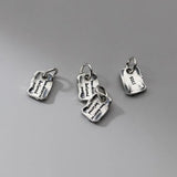 925 Silver Vintage Geometry Square Card Charm Pendant DIY Jewelry