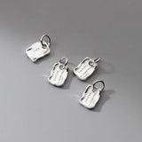 925 Silver Vintage Geometry Square Card Charm Pendant DIY Jewelry