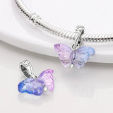 925 Silver Butterfly Glass Stone Charm Pendant