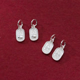 925 Sterling Silver Oval Card Chinese Good Luck Charms Pendant