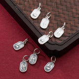 925 Sterling Silver Oval Card Chinese Good Luck Charms Pendant