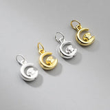 999 Silver Moon Rabbit Dangle Charms Necklace Pendants DIY Jewelry Making