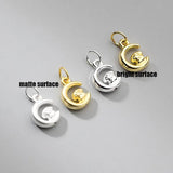 999 Silver Moon Rabbit Dangle Charms Necklace Pendants DIY Jewelry Making
