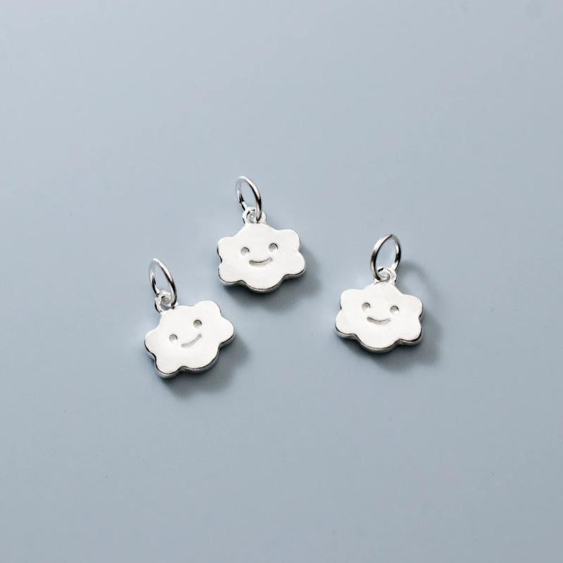 925 Sterling Silver Smile Cloud Circle Charms 10mm Dangle Pendants