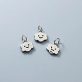 925 Sterling Silver Smile Cloud Circle Charms 10mm Dangle Pendants