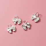 925 Silver Bow Tie Circle Charms Jewelry Decoration Pendant