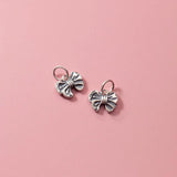 925 Silver Bow Tie Circle Charms Jewelry Decoration Pendant