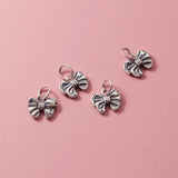 925 Silver Bow Tie Circle Charms Jewelry Decoration Pendant