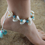 Beach Bohemia Anklet Crystal Beads Natural Shell Tassel Drop Ankle