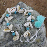Beach Bohemia Anklet Crystal Beads Natural Shell Tassel Drop Ankle