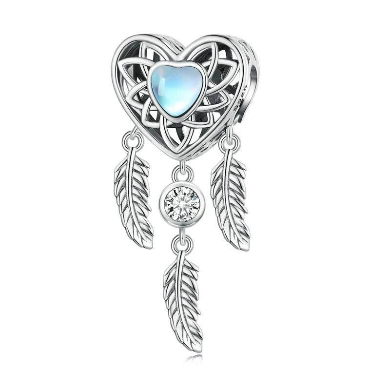 925 Silver Dream Catcher Tree of Life Charm Heart Pendant for Bracelet Necklace