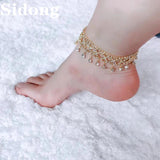 Rhinestone Pendant Anklet for Women - Beach High Heels Sandals Accessory