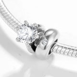 European Silver Bracelet Beads 925 Sterling Charm CZ Wedding Spacer Women