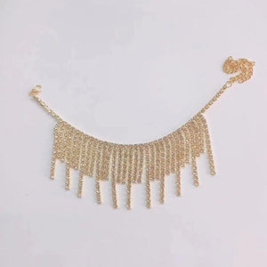 Rhinestone Tassel Foot Chain Crystal Bracelet Beach Barefoot Sandal Leg Chain