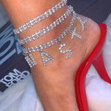 Rhinestone 26 letter Pendant Crystal Anklet women's jewelry accessories