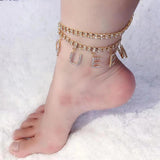 Rhinestone 26 letter Pendant Crystal Anklet women's jewelry accessories