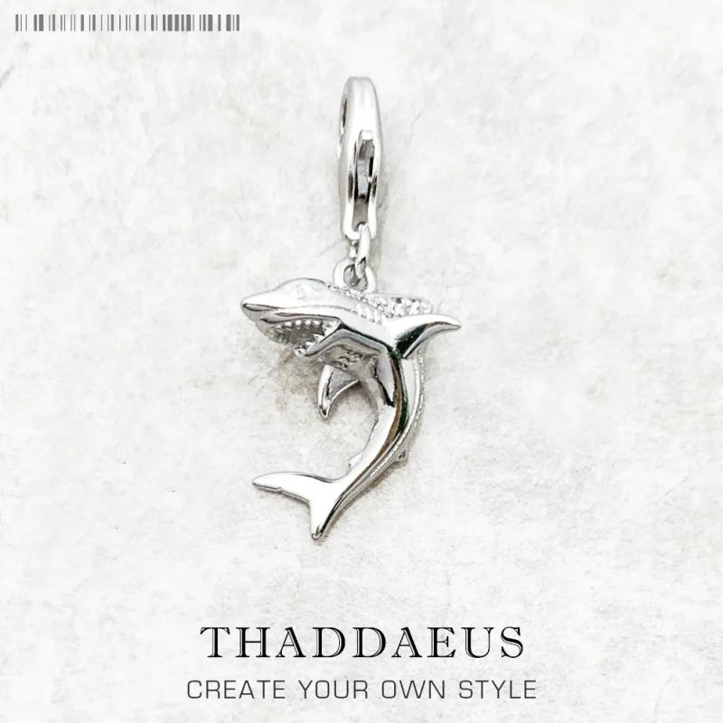 Maritime Shark Dangle Charm Lucky Pendant 925 Sterling Silver