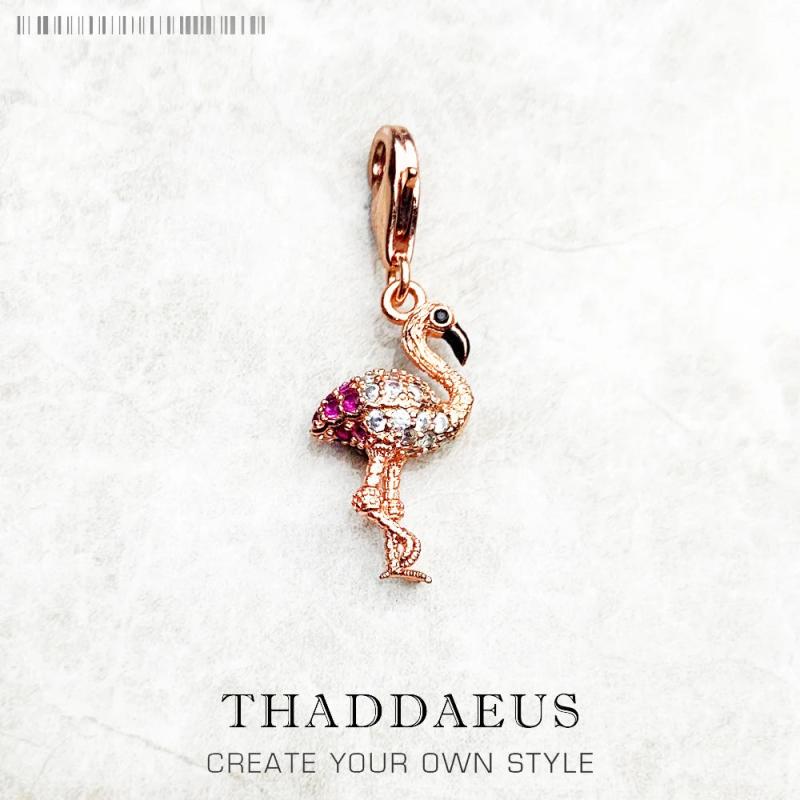 CZ Pave Rose Bird Dangle Charm 925 Silver Gift For Women Girls