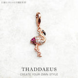 CZ Pave Rose Bird Dangle Charm 925 Silver Gift For Women Girls