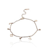 Three Beads Love Letters Anklets Titanium Steel