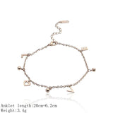 Three Beads Love Letters Anklets Titanium Steel