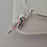 925 Silver Parrot Pendant Dangle Charm for Pan Bracelets