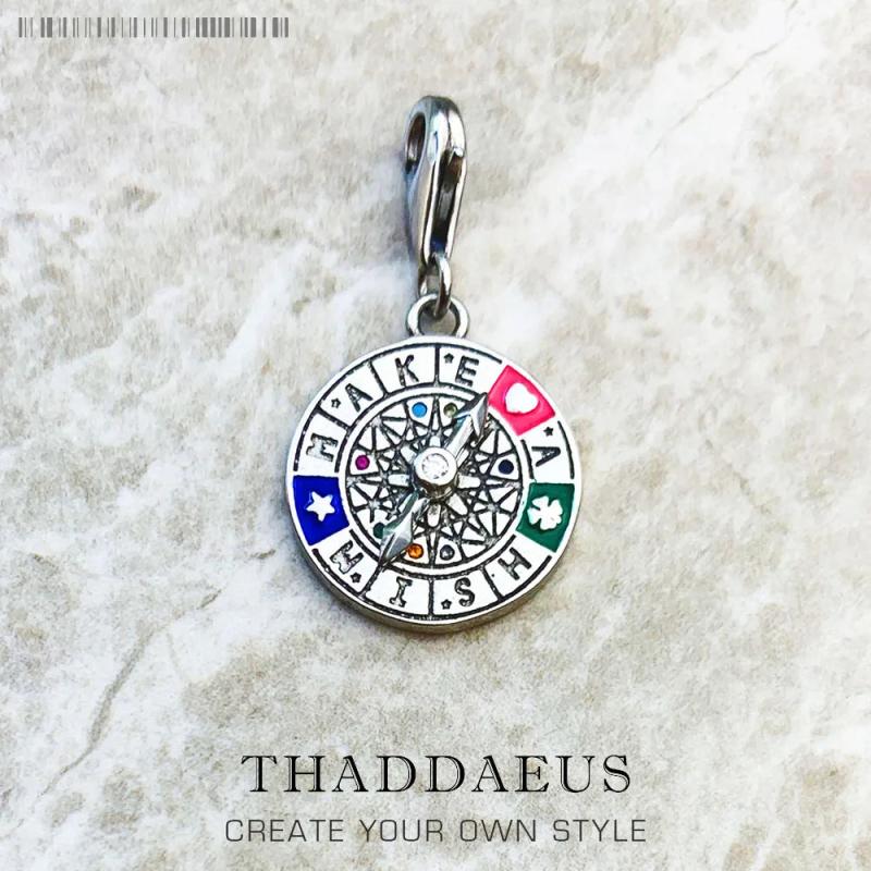 925 Sterling Silver Wheel of Fortune Dangle Charm Pendant