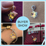 925 Silver Crystal Snowflake Zircon Pendant Charm Beads for Bracelet DIY Jewelry