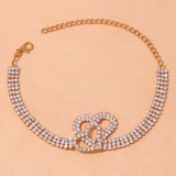 Stonefans Rhinestone Double Heart Love Anklet for Women