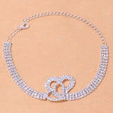 Stonefans Rhinestone Double Heart Love Anklet for Women