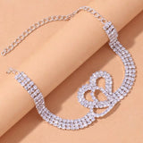 Stonefans Rhinestone Double Heart Love Anklet for Women