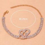 Stonefans Rhinestone Double Heart Love Anklet for Women