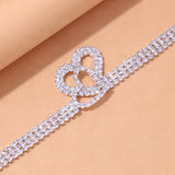 Stonefans Rhinestone Double Heart Love Anklet for Women