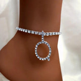 Rhinestone Letter Anklets Initial Name Foot Chain Bracelet Women Summer Sandals