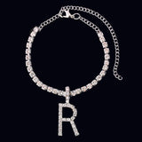 Rhinestone Letter Anklets Initial Name Foot Chain Bracelet Women Summer Sandals