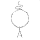 Summer Beach Rhinestone Initial Anklet Bracelet for Women