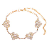 Rhinestone Heart Pendant Anklet Chain Beach Foot Jewelry