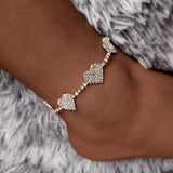 Rhinestone Heart Pendant Anklet Chain Beach Foot Jewelry