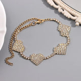 Rhinestone Heart Pendant Anklet Chain Beach Foot Jewelry