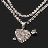 2Pcs/Set Heart Rhinestone Anklets for Women