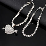 2Pcs/Set Heart Rhinestone Anklets for Women