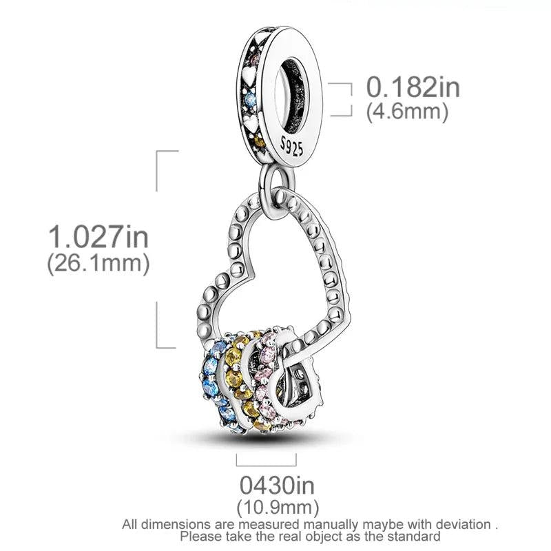 Heart Shape Zircon Pendant 925 Sterling Silver Charm Bead