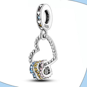 Heart Shape Zircon Pendant 925 Sterling Silver Charm Bead