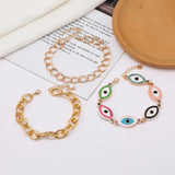 3pcs Evil Eye Enamel Anklet Set