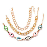 3pcs Evil Eye Enamel Anklet Set