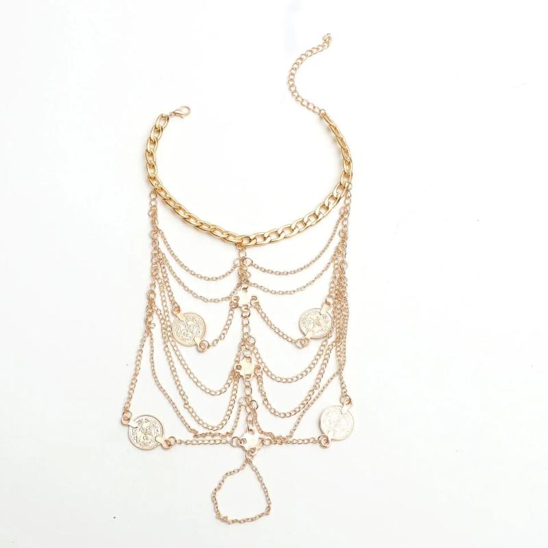Silver Alloy Tassel Anklets for Women Boho Coin Pendant Chain Ankle Bracelet