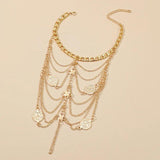 Silver Alloy Tassel Anklets for Women Boho Coin Pendant Chain Ankle Bracelet