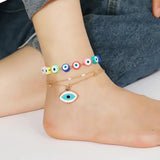 Colorful Evil Eye Beaded Anklet Chain 2pcs/set